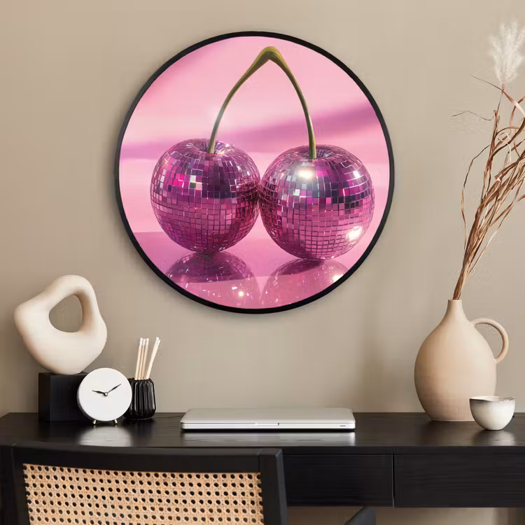 Ronde fotolijst - Glitter - Discobol - Roze - Kersen — 2
