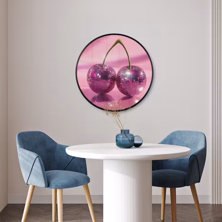 Ronde fotolijst - Glitter - Discobol - Roze - Kersen — 3