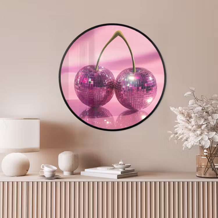 Ronde fotolijst - Glitter - Discobol - Roze - Kersen — 4