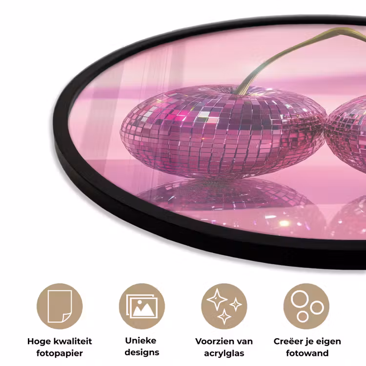 Ronde fotolijst - Glitter - Discobol - Roze - Kersen — 5