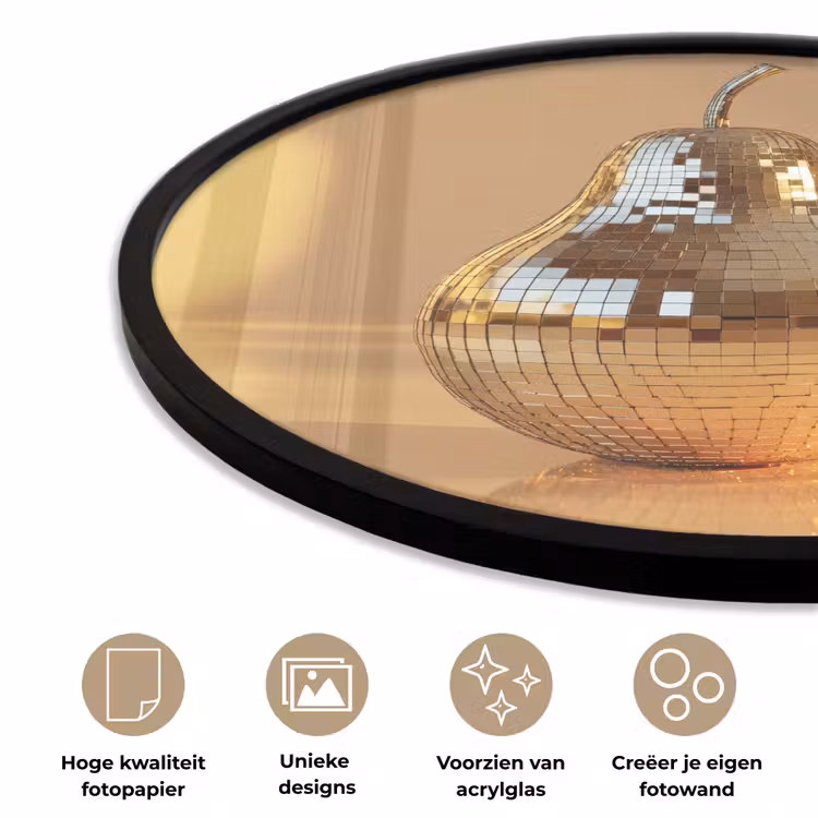 Ronde fotolijst - Goud - Disco - Glitter - Peer — 5