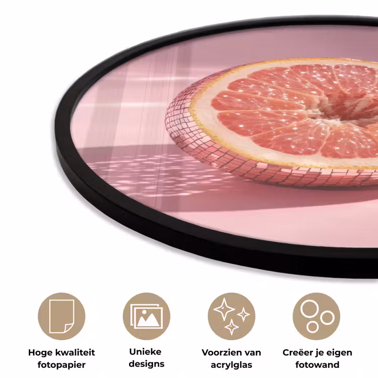 Ronde fotolijst - Grapefruit - Roze - Disco - Shiny — 5