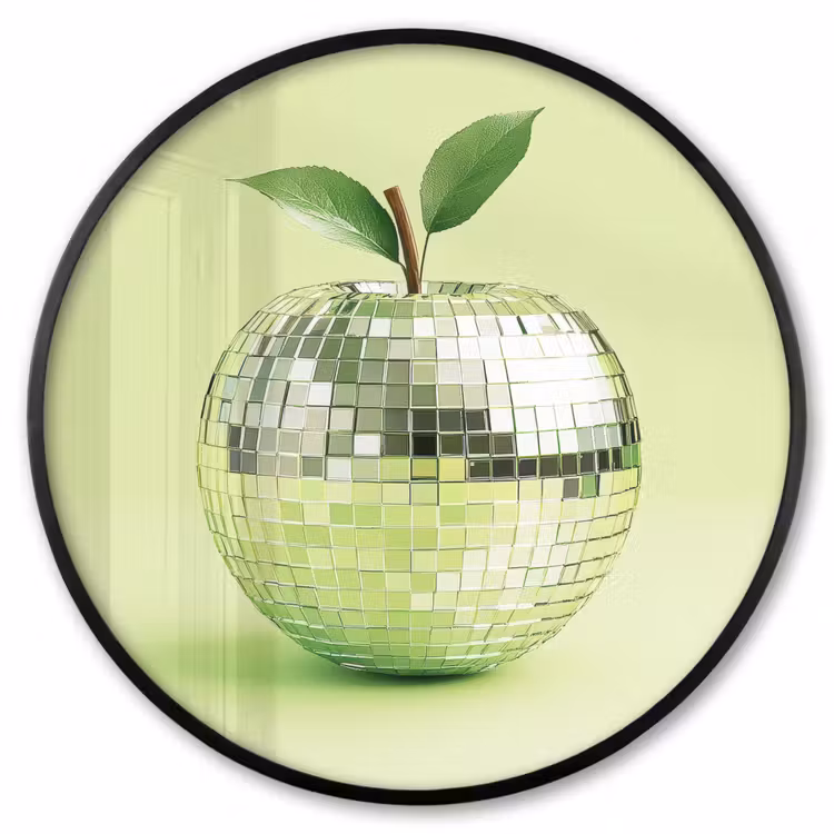 Ronde fotolijst - Groen - Disco - Decoratie - Appel — 1