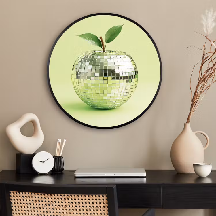 Ronde fotolijst - Groen - Disco - Decoratie - Appel — 2