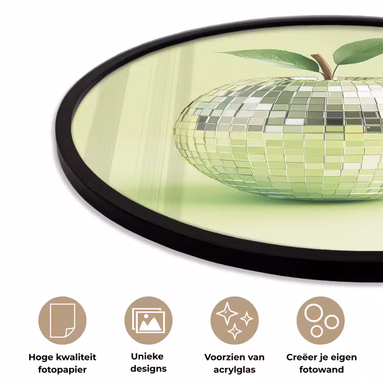Ronde fotolijst - Groen - Disco - Decoratie - Appel — 5
