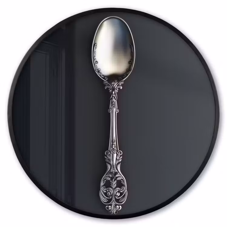 Ronde fotolijst - Lepel - Zilver - Metaal — 1