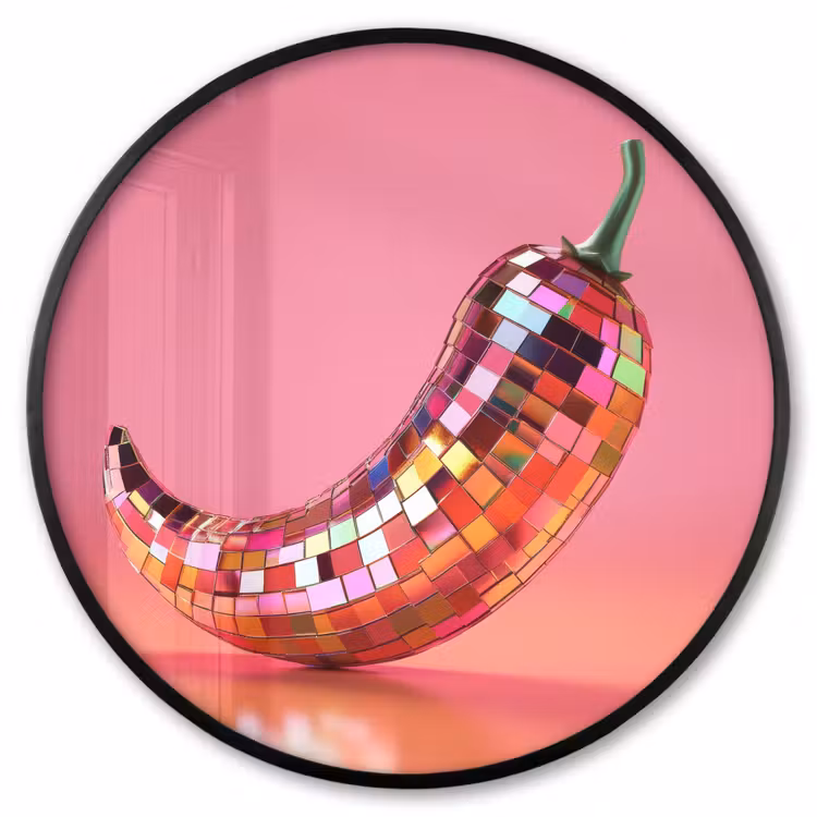 Ronde fotolijst - Peper - Disco - Rood - Glitter — 1