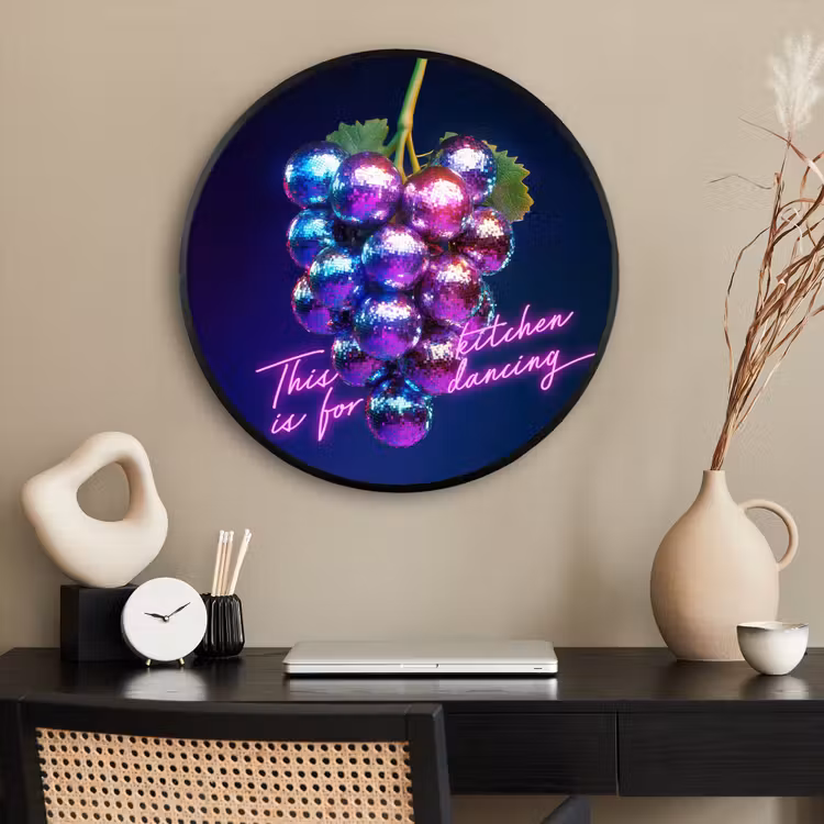 Ronde fotolijst - Quote - Neon - Disco - Druiven — 2
