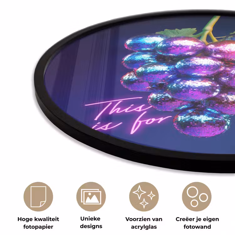 Ronde fotolijst - Quote - Neon - Disco - Druiven — 5
