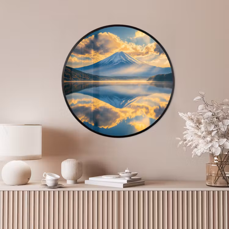 Ronde fotolijst - Berg - Rivier - Zonsondergang — 4