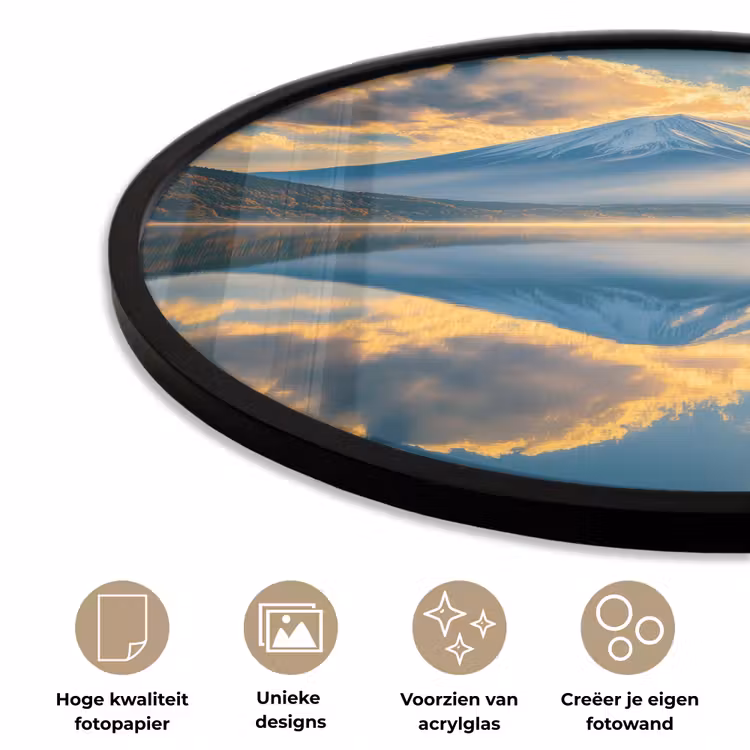 Ronde fotolijst - Berg - Rivier - Zonsondergang — 5