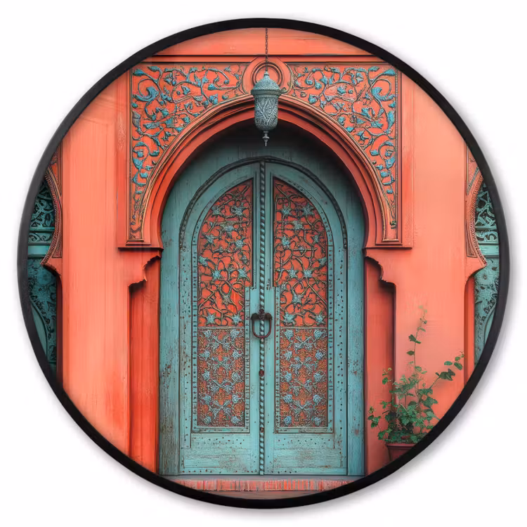 Ronde fotolijst - Lantaarn - Deur - Turquoise — 1