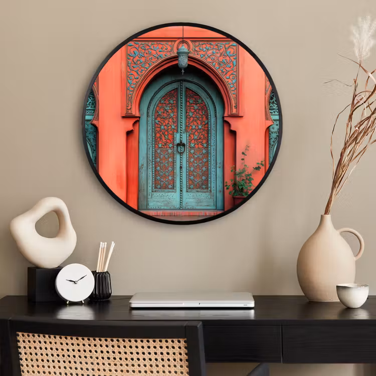 Ronde fotolijst - Lantaarn - Deur - Turquoise — 2