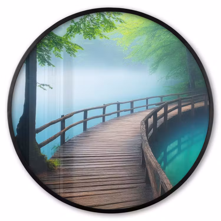 Ronde fotolijst - Brug - Water - Rivier - Bos — 1