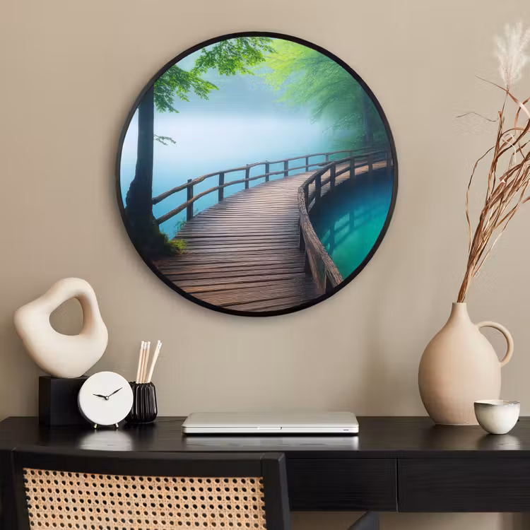 Ronde fotolijst - Brug - Water - Rivier - Bos — 2