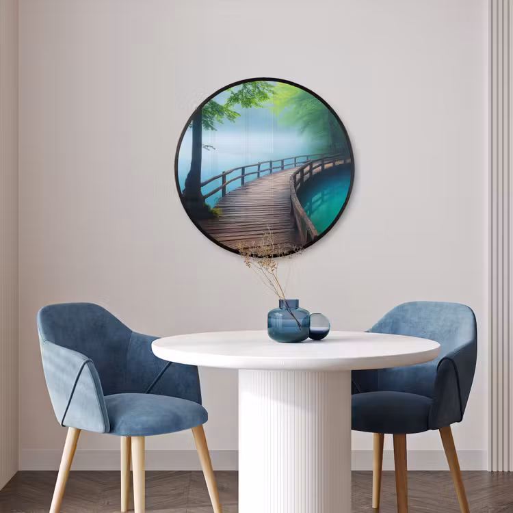 Ronde fotolijst - Brug - Water - Rivier - Bos — 3