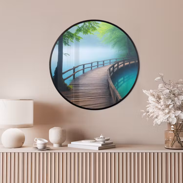 Ronde fotolijst - Brug - Water - Rivier - Bos — 4