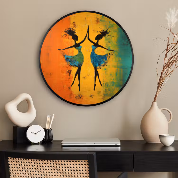 Ronde fotolijst - Dansen - Vrouwen - Verfstructuur — 2