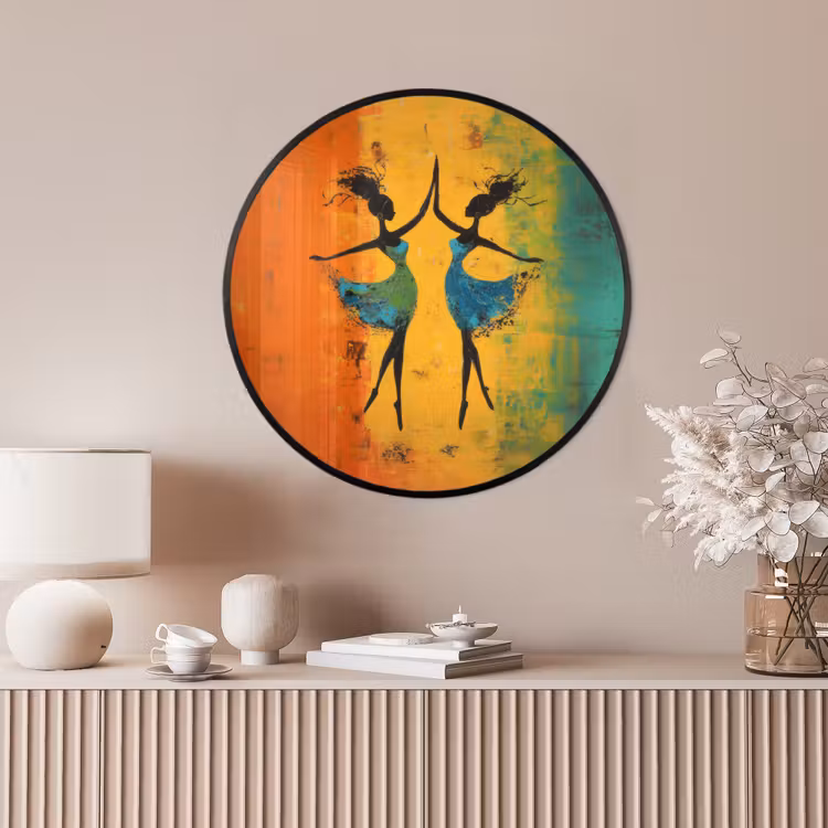 Ronde fotolijst - Dansen - Vrouwen - Verfstructuur — 4