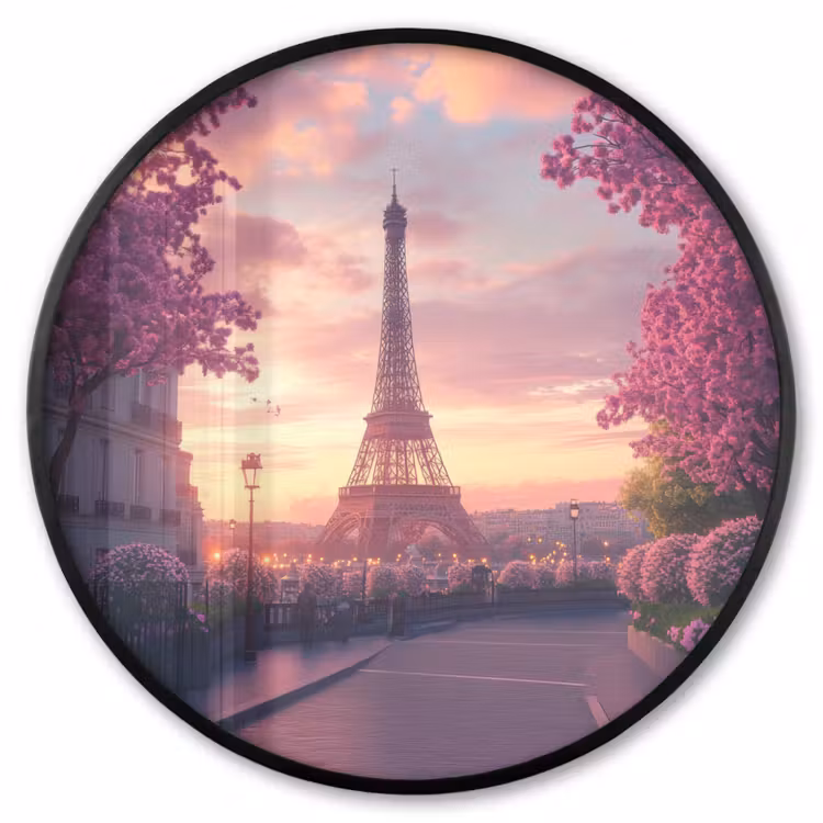 Ronde fotolijst - Eiffeltoren - Parijs - Roze — 1