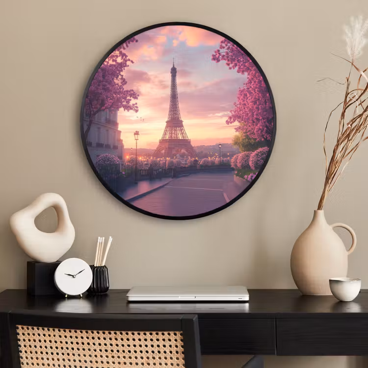 Ronde fotolijst - Eiffeltoren - Parijs - Roze — 2
