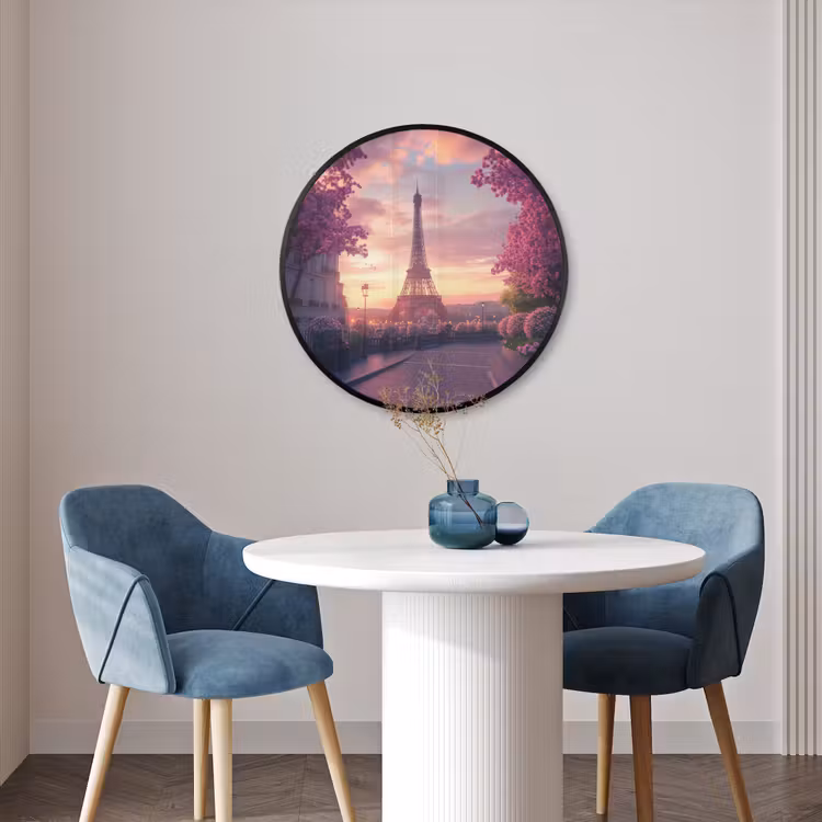 Ronde fotolijst - Eiffeltoren - Parijs - Roze — 3