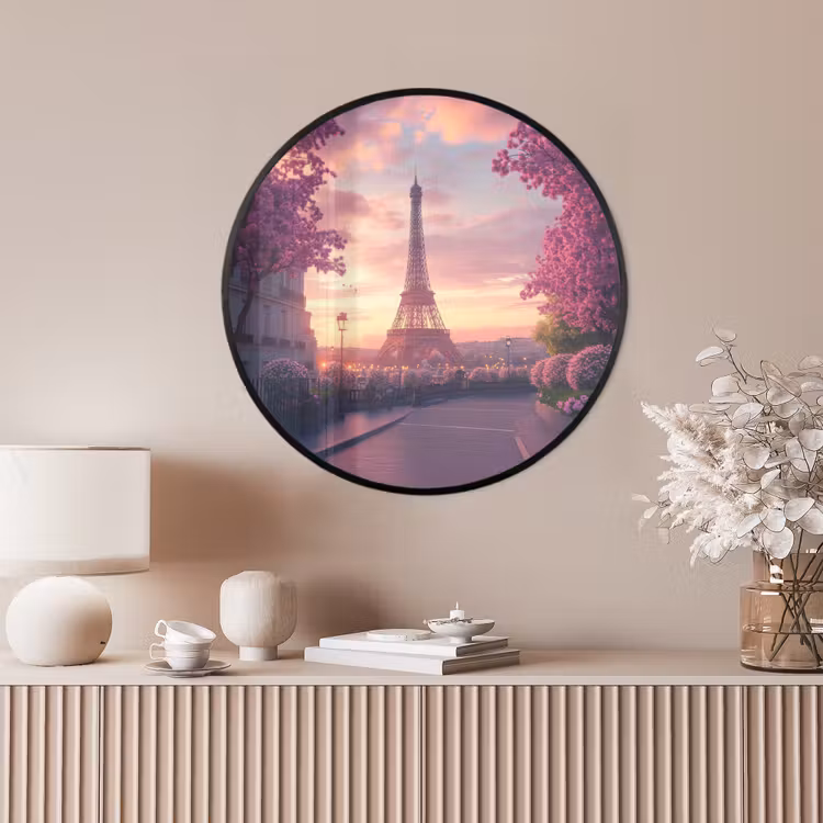 Ronde fotolijst - Eiffeltoren - Parijs - Roze — 4