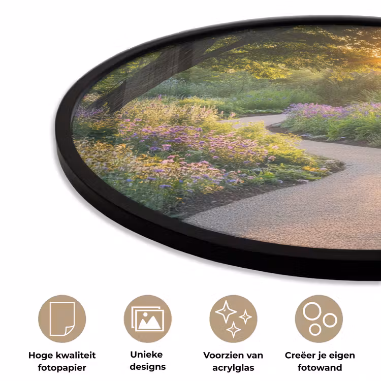 Ronde fotolijst - Pad - Bloemen - Park — 5