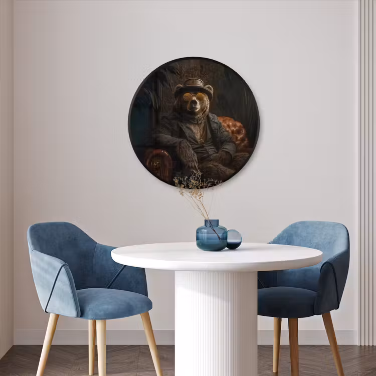 Ronde fotolijst - Beer - Bruin - Pak - Hoed — 3