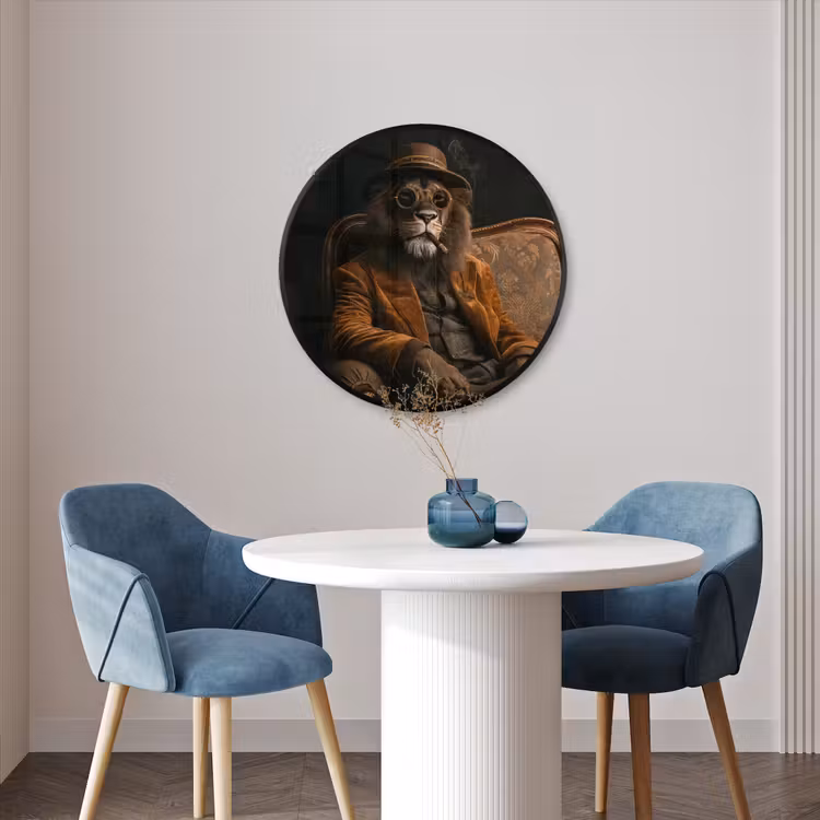 Ronde fotolijst - Bril - Leeuw - Bank - Hoed — 3