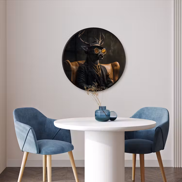 Ronde fotolijst - Hert - Zonnebril - Zwart - Pak — 3
