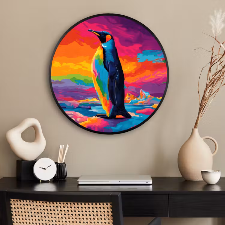 Ronde fotolijst - Ijsschots - Pinguïn - Abstract - Lucht — 2