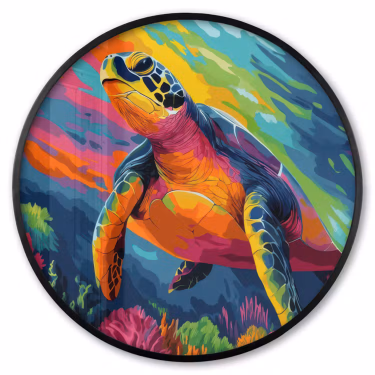 Ronde fotolijst - Koraal - Schildpad - Abstract - Water — 1