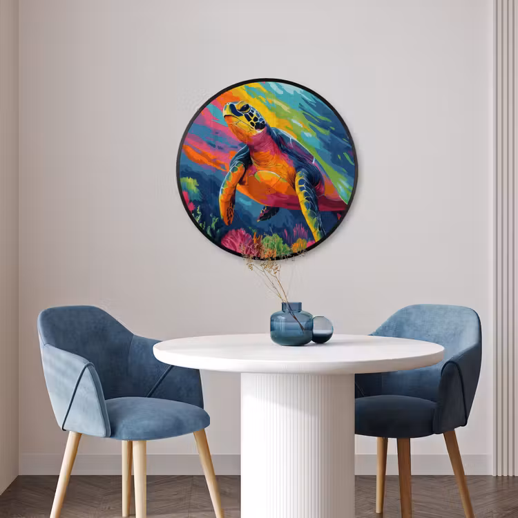Ronde fotolijst - Koraal - Schildpad - Abstract - Water — 3