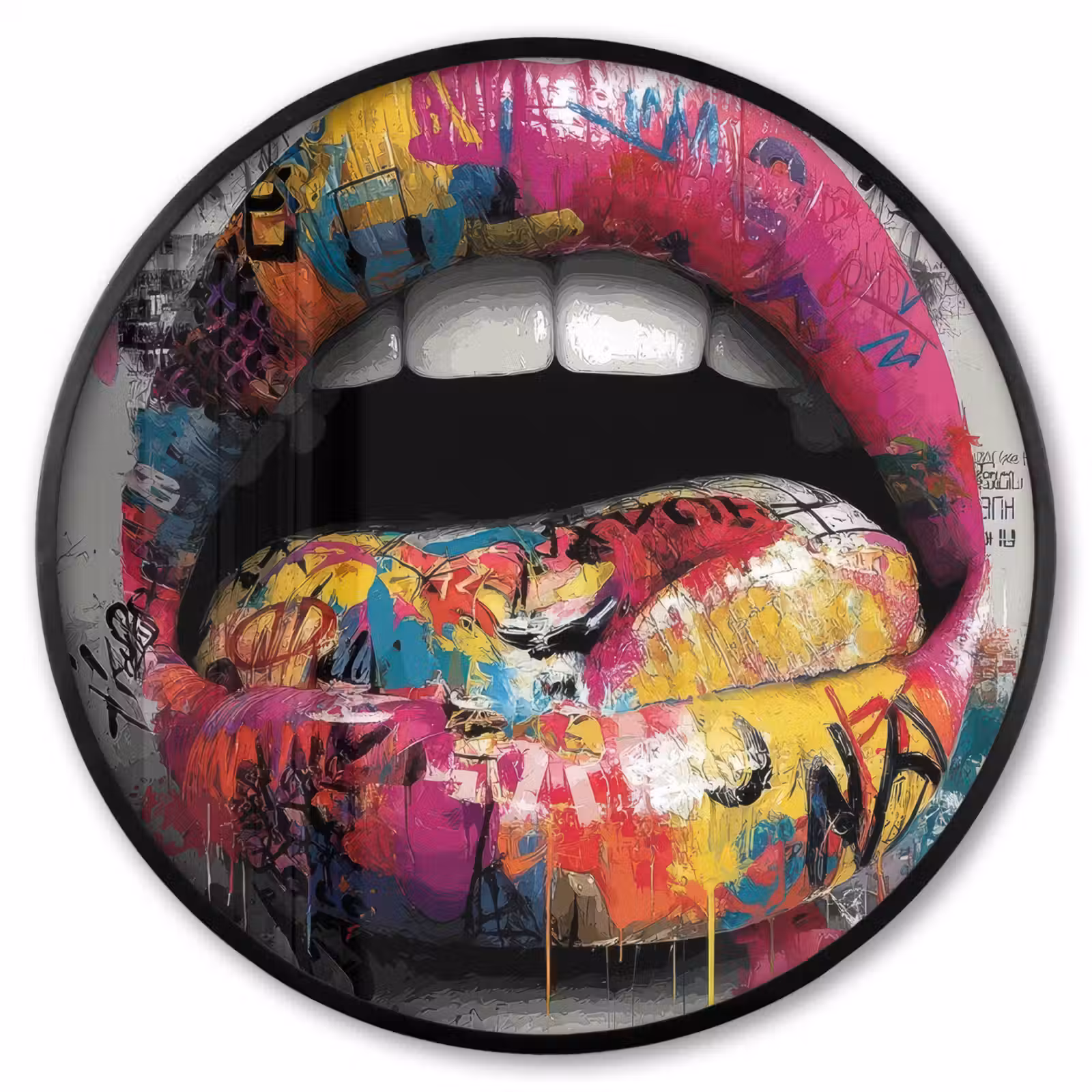Ronde fotolijst - Lippen - Graffiti - Expressief — 1