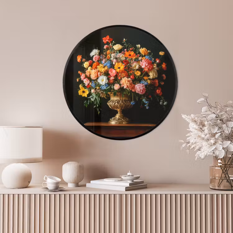 Ronde fotolijst - Goud - Bloemen - Kleuren - Vaas — 4