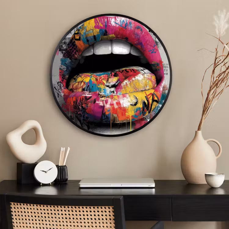 Ronde fotolijst - Lippen - Graffiti - Expressief — 2