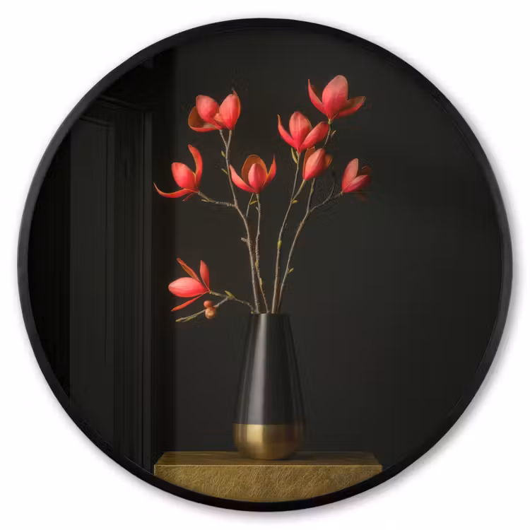 Ronde fotolijst - Rode - Bloemen - Vaas — 1