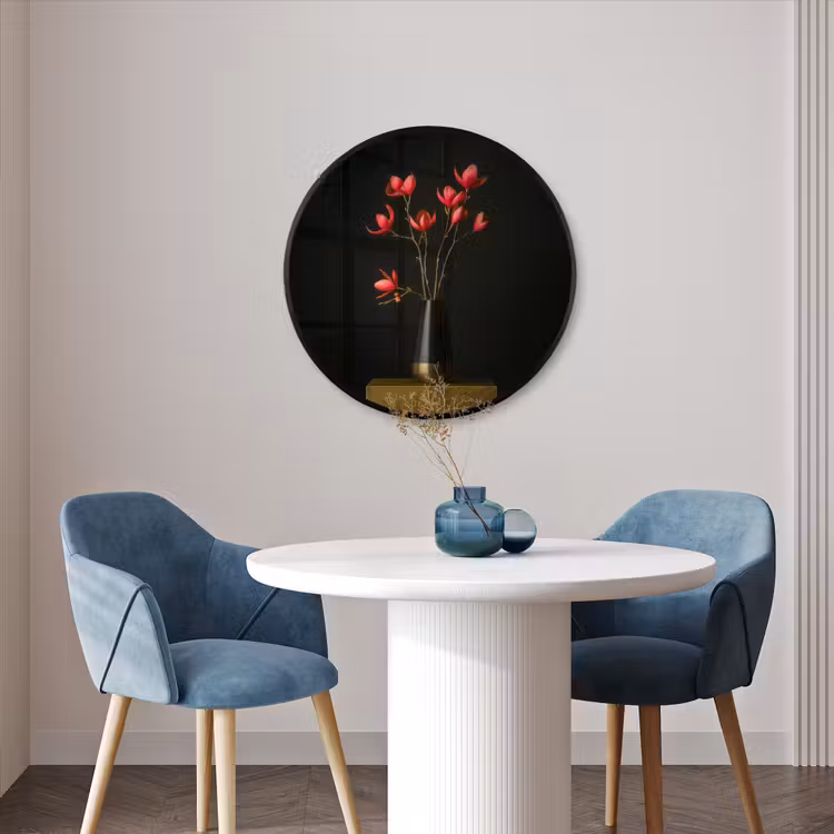 Ronde fotolijst - Rode - Bloemen - Vaas — 3