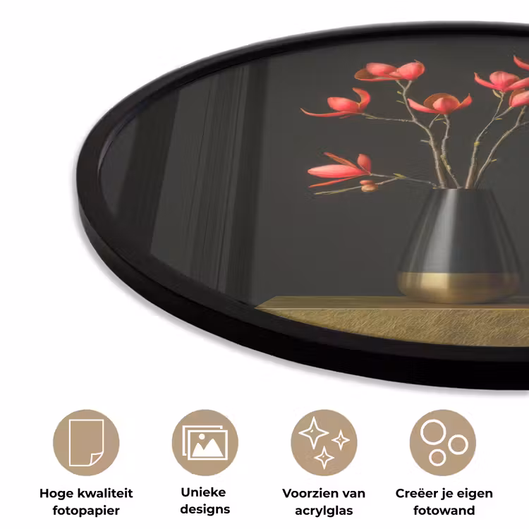 Ronde fotolijst - Rode - Bloemen - Vaas — 5