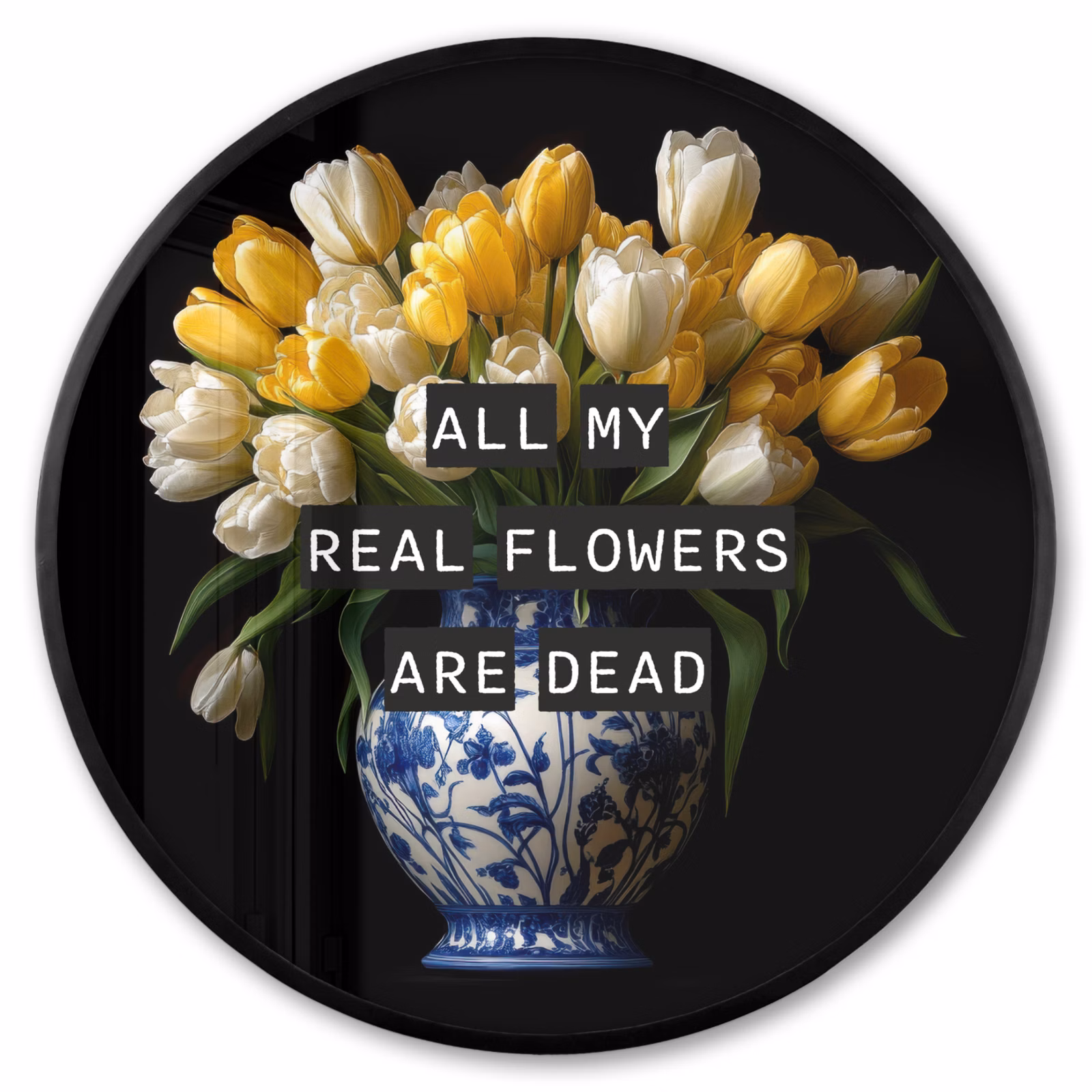 Ronde fotolijst - Quotes - Bloem - Tulp - Geel — 1