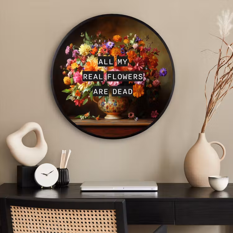 Ronde fotolijst - Kleur - Bloemen - Vintage - Bloemenvaas — 2