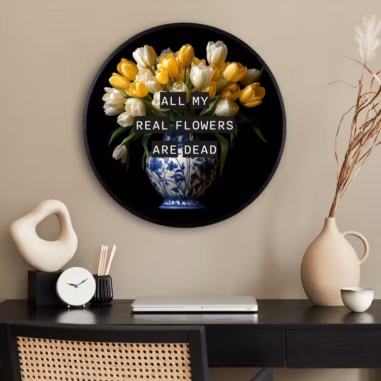 Ronde fotolijst - Quotes - Bloem - Tulp - Geel — 2