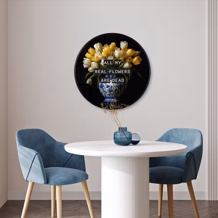 Ronde fotolijst - Quotes - Bloem - Tulp - Geel — 3