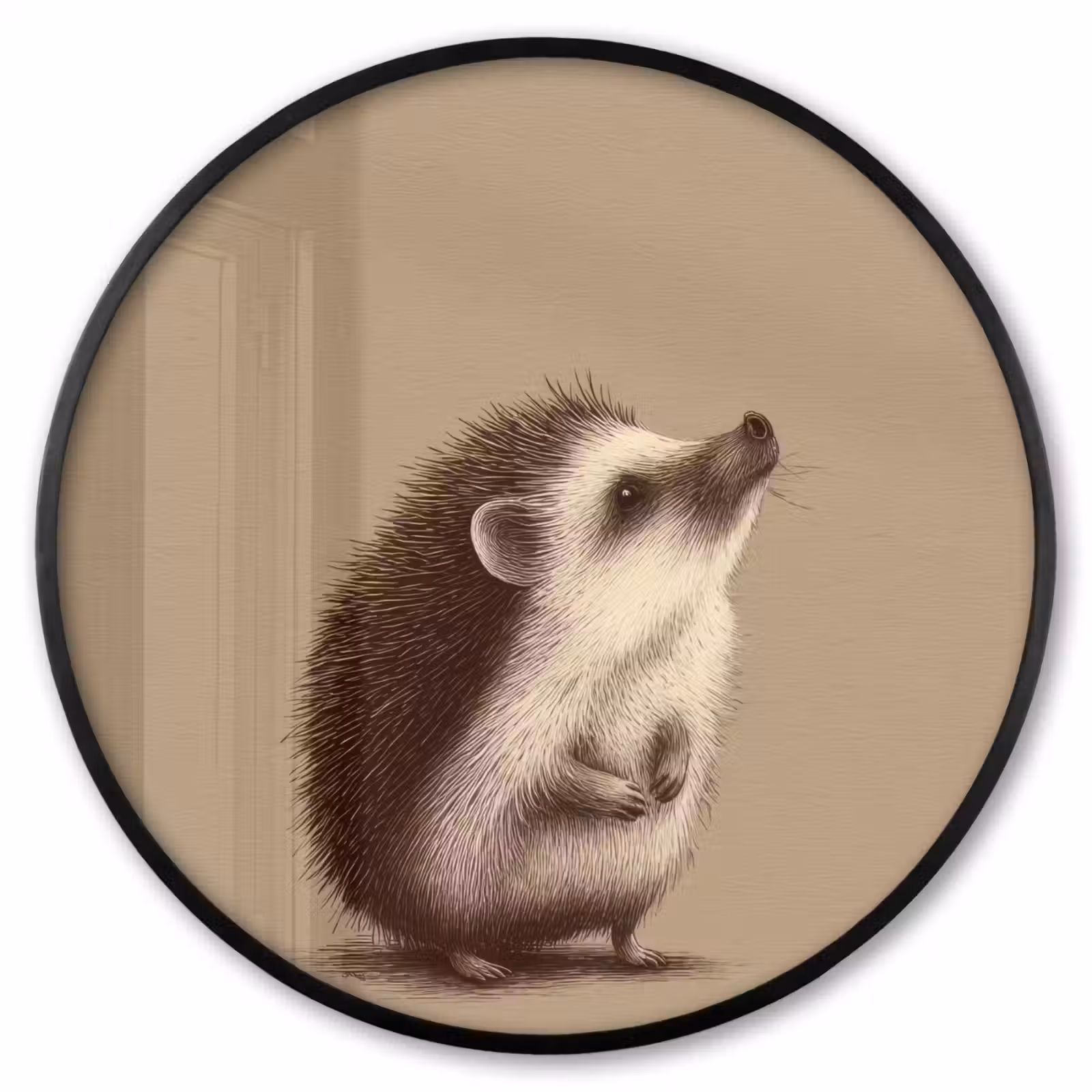 Ronde fotolijst - Egel - Snuitje - Bruin - Stekels — 1