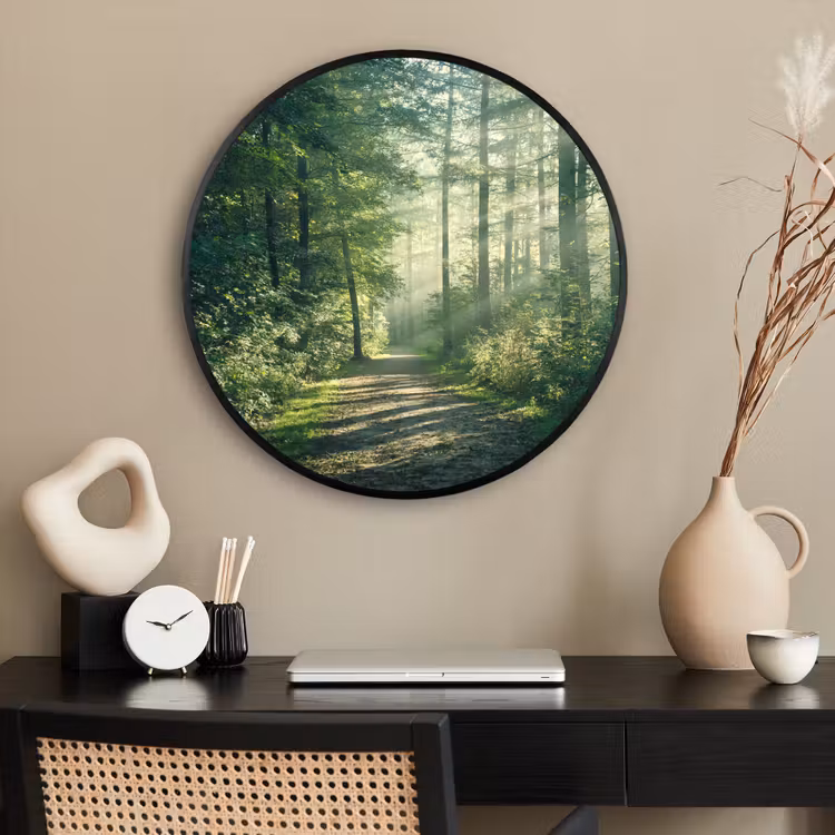Ronde fotolijst - Bos - Pad - Zon - Bomen - Groen - Natuur — 2
