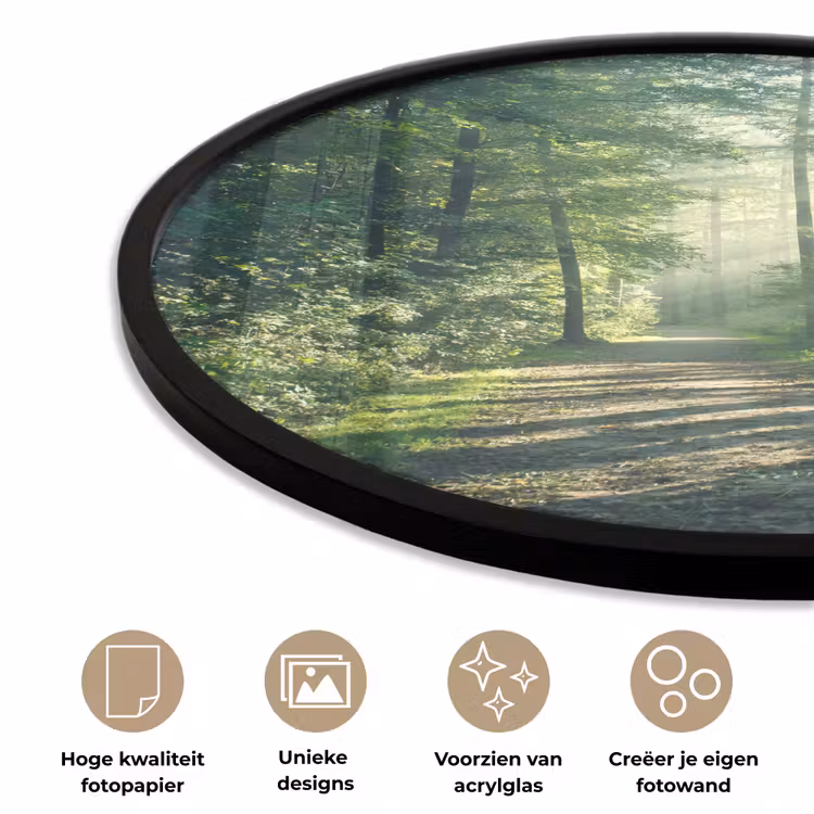 Ronde fotolijst - Bos - Pad - Zon - Bomen - Groen - Natuur — 5