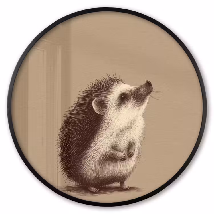 Ronde fotolijst - Egel - Snuitje - Bruin - Stekels — 1