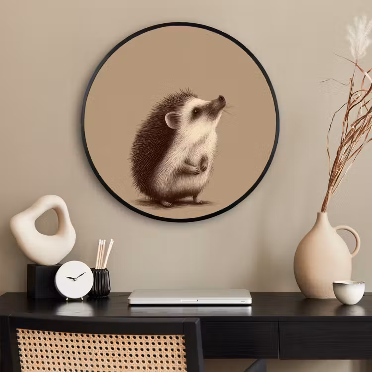 Ronde fotolijst - Egel - Snuitje - Bruin - Stekels — 2