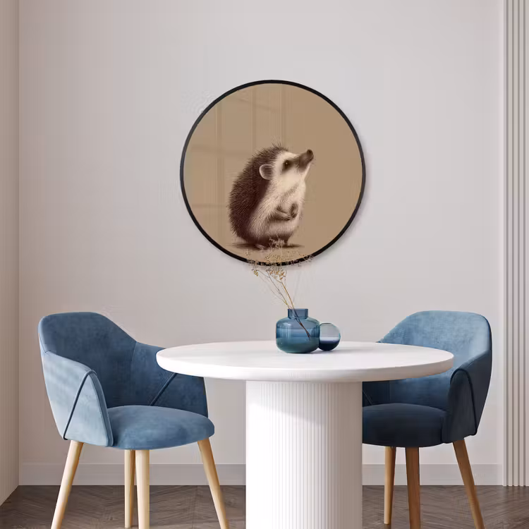 Ronde fotolijst - Egel - Snuitje - Bruin - Stekels — 3